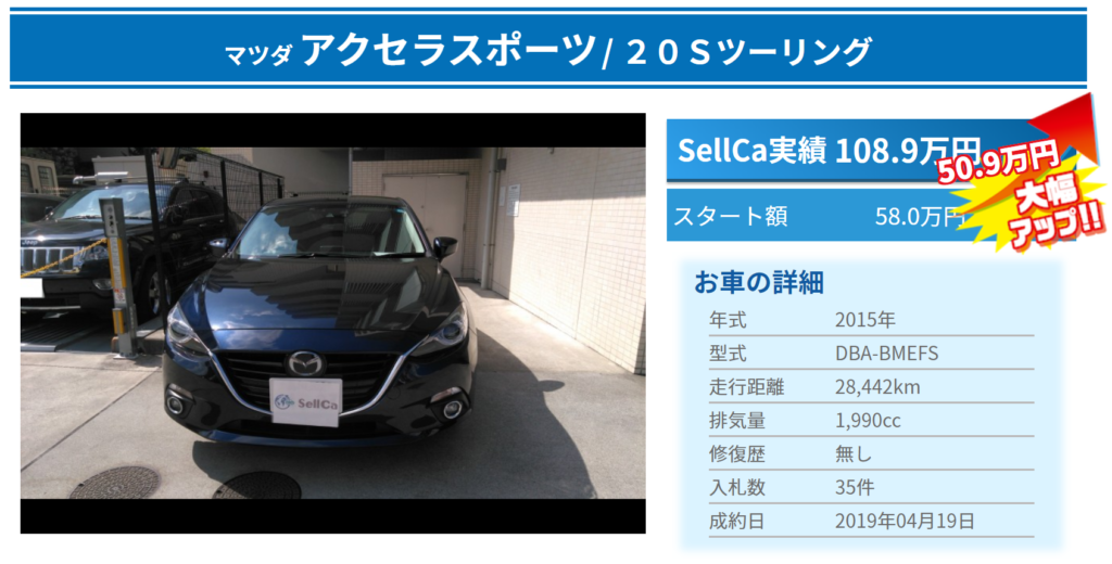 注目 アクセラスポーツの高額売却ランキング Sellcaの中古車査定