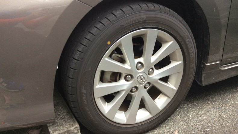 タイヤホイール前